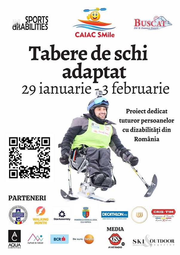Tabara de schi pentru persoane cu dizabilitati pe partia Buscat din Cluj